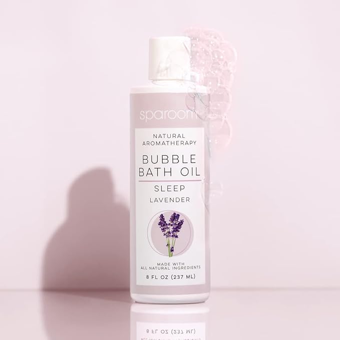SpaRoom All Natural Hydrating and Nourishing Aromatherapy Foaming Bubble Bath Oil with Jojoba Oil, Olive Oils and Aloe, 8 oz, Sleep-Lavender