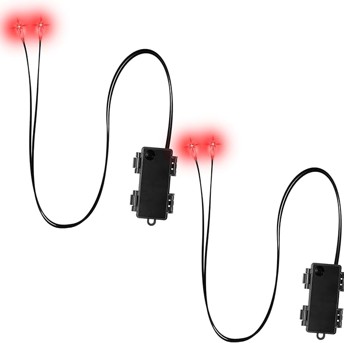 2 Pcs Halloween Glowing LED Light Up Eyes for Mask Cosplay Laser Eyes with Battery Box, Battery Not Included(Red Light)