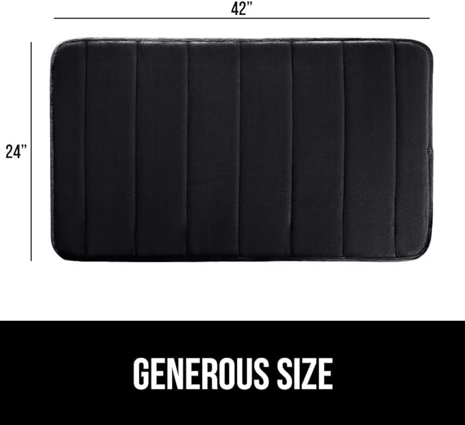 GORILLA GRIP Memory Foam Bath Mat, Soft Absorbent US Designed Bathroom Rug, Gripping Dots Machine Washable Bathmat, Cushioned Floor Mats, Shower Sink Rugs Room Décor Accessories, 42x24 Black