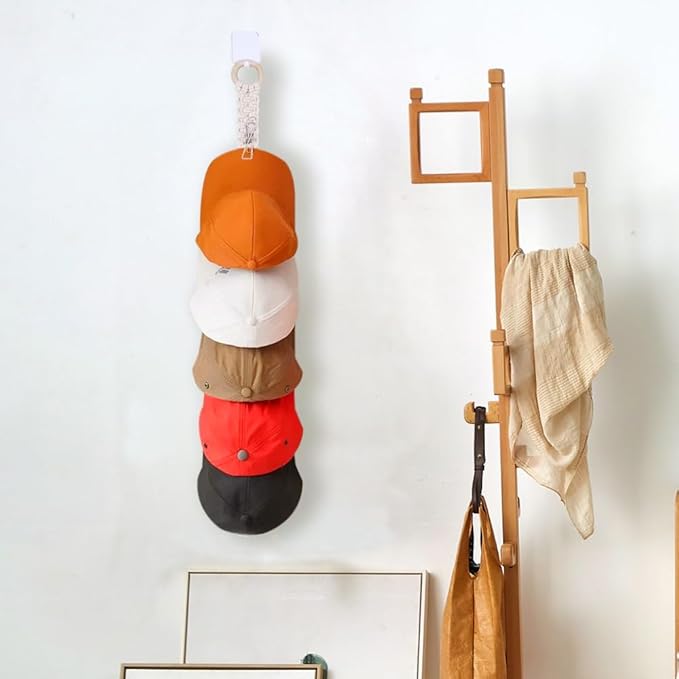 Hand Woven Macrame Hat Hanger Cap Rack - Boho-Style Hat Holder for Wall - Baseball Cap Organizer for Wall Hanging - Stylish and Practical Hat Storage Solution