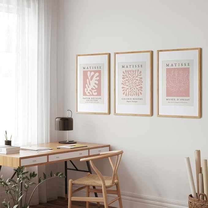 Matisse Art wall Décor Set of 3,Unframed Pink Tree wall art,Truly Quality Canvas Prints for 12x16in,Art poster decoration for kitchen, bathroom,living room,bedroom