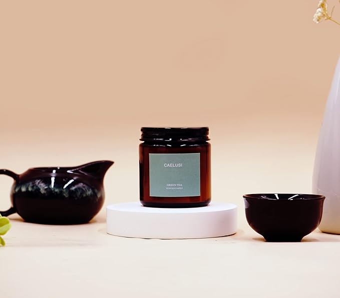 Candles for Home Scented Aromatherapy Candles Natural Soy Wax Candles Gifts for Women/Men Premium Candle with Essential Oils Long Lasting Amber Jar Candles(Vanilla Green Tea 1 Jar 8.5 oz)