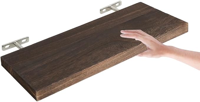 Floating Shelves for Wall, 16*6*1inch Wood Wall Mounted Shelves for Room Decor, Repisas Flotantes for Book Bathroom Bedroom Storage, Renter Friendly Shelves with Invisible Brackets (Brown)