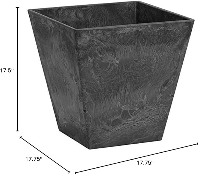 Novelty 35188 Square Ella Planter, Black, 18-Inch