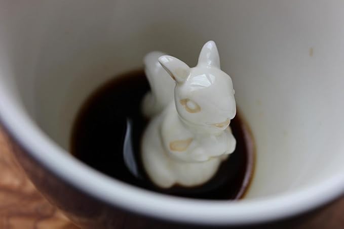Creature Cups SQUIRREL Ceramic Cup (11 Ounce, Cobalt Blue) - Hidden 3D Woodland Critter Inside Mug Emerges As You Drink - Holiday and Birthday Drinkware Gift for Animal, Coffee & Tea Lovers