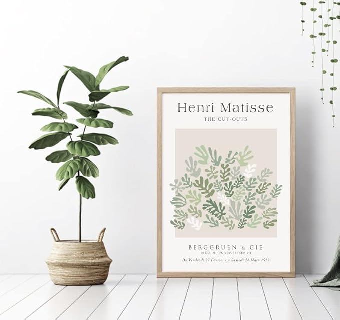 Matisse Abstract Wall Posters, Set of 3 Sage Green Wall Posters, No Frame, Quality Canvas Prints for 11 x 14 Inch, Art Posters for Kitchen Bathroom Living Room Bedroom