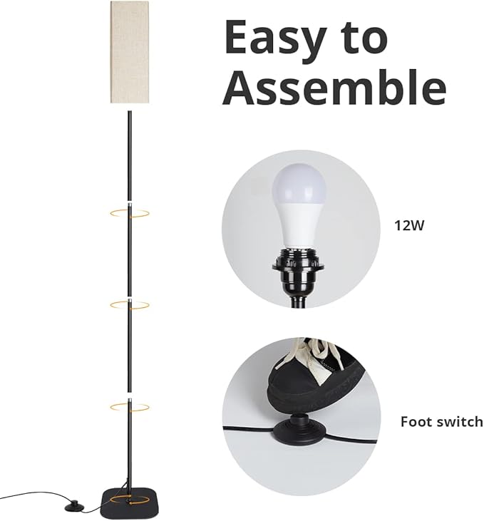 Floor Lampswith LED Bulb for Living Room, Modern LED Standing Lamp Reading Light 3 Color Temperatures Adjustable Bedside Lamps for Bedroom Living Room Office Decor