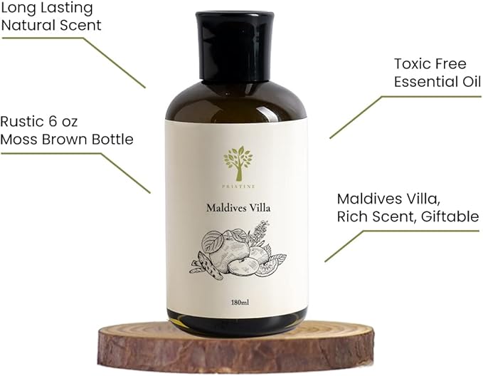 PRISTINE Maldives Villa/Inspired by Marriott Hotel Reed Diffuser Refill with Reed Sticks | Citrusy Grapefruit, Apple/Ocean Breeze/Sandalwood Oil Diffuser Refills | Hotel Reed Diffuser Oil Refill