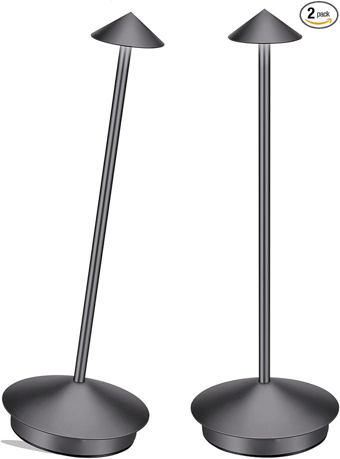 Portable Cordless Table Lamp Modern Led Desk Lamp Rechargeable 2 Pack, 6000mAh Battery Table Light for Dinning Patio Bedroom Camping Coffee shop Restaurant, IP54 Waterproof, Dimmable 3 Light Color