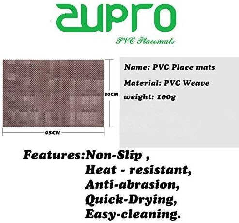 Zupro Placemats Set of 4 for Kitchen Dining Table Washable Braided Table Mats Heat-Resistant Placemats Non-Slip Woven PVC Vinyl Place Mats for Everyday use or Holidays Dinner BBQs 18"x12"(Coffee