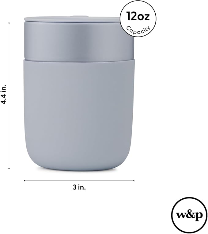W&P Porter Ceramic Mug w/ Protective Silicone Sleeve, Terrazzo Cream 12 Ounces | On-the-Go | Reusable Cup for Coffee or Tea | Portable | Dishwasher Safe
