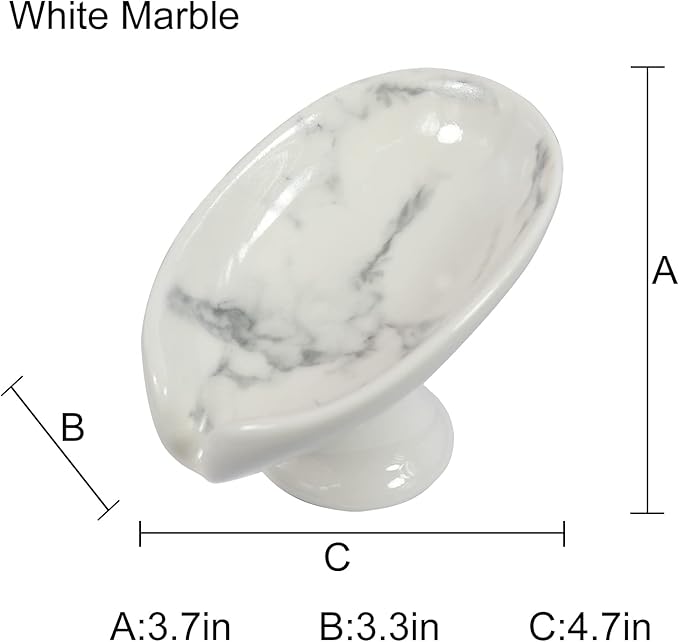 Self-Draining Soap Dish White Marble Ceramic Soap Holder Stand Style Waterfall Soap Dish Soap Savers for Bar Soap, for Bathroom, for Shower, for Bar Counter