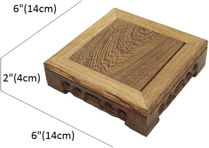 Rosewood Plant Stand, Oriental Style, Multi-Purpose Display Stand (Brown, Square 6" Height 4")