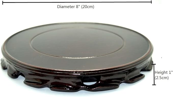 Rosewood Stand Oriental Style, Vase Stand, Fish Bowl Stand, Multiple-purpose Display Stand (Diameter 8” – Height 1” (Dia 20cmx2.5cm), Black)