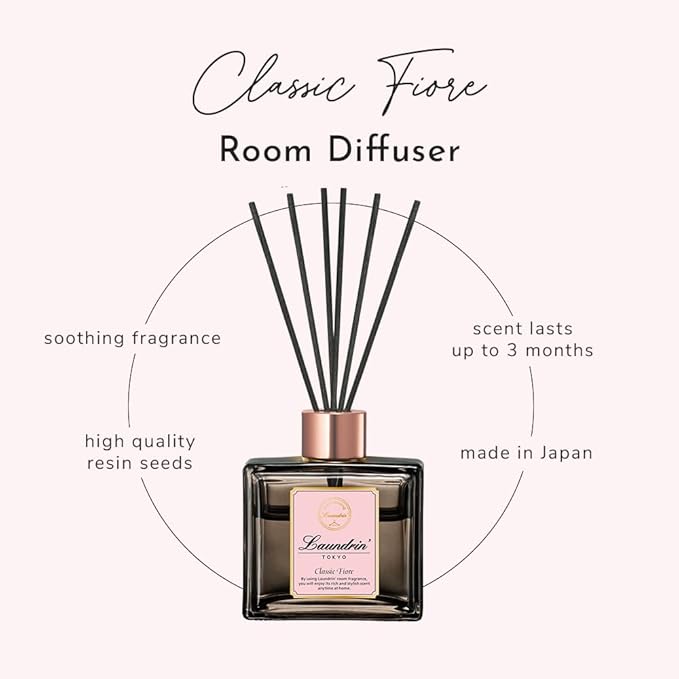 Room Diffuser for Home - Scent Diffuser for Home, Room Freshener and Shelf Decor - Elegant Home Fragrance, Ideal Reed Diffusers for Home, Office, and Living Room - 80ml, Classic Fiore