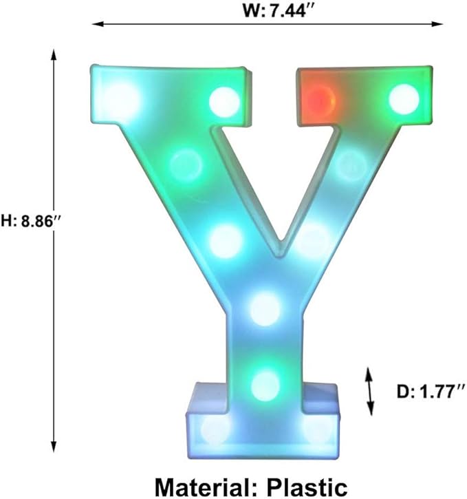 Pooqla Colorful LED Marquee Letter Lights with Remote – Light Up Marquee Signs – Party Bar Letters with Lights Decorations for The Home - Multicolor Letter Y