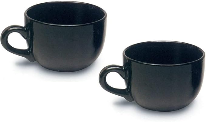 Serami Oversized Ceramic Coffee Mug with Handle - Large 22 oz Coffee Cup, Perfect for Latte, Cappuccino, Soup, Cereal - Ideal for Everyday Use - Ceramic Bowl Set, Large Coffee Mug Set (Black 2 Pack)