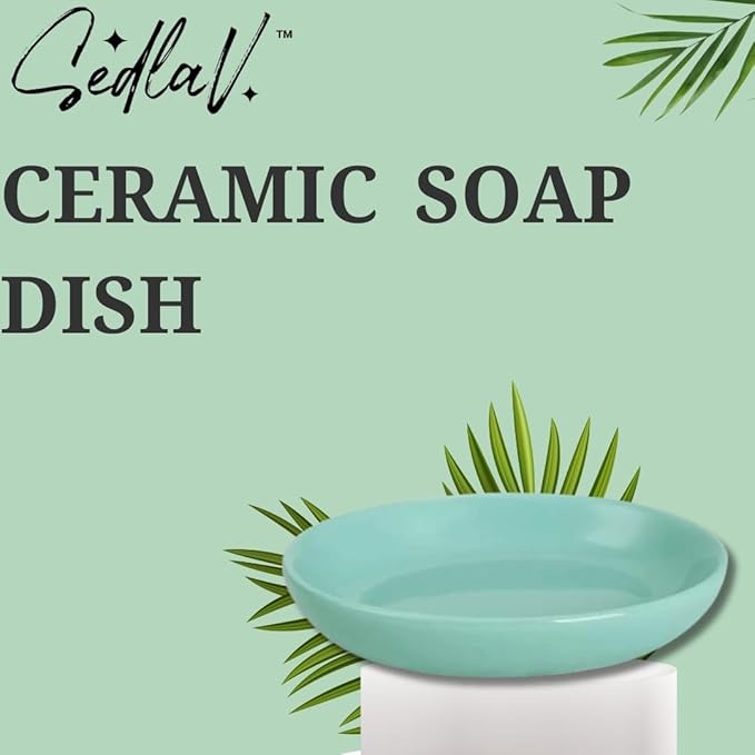 SEDLAV Ceramic Soap Dish, Soap Dish, Soap Holder, Bar Soap Holder, Bathroom Soap Holder (Mint)
