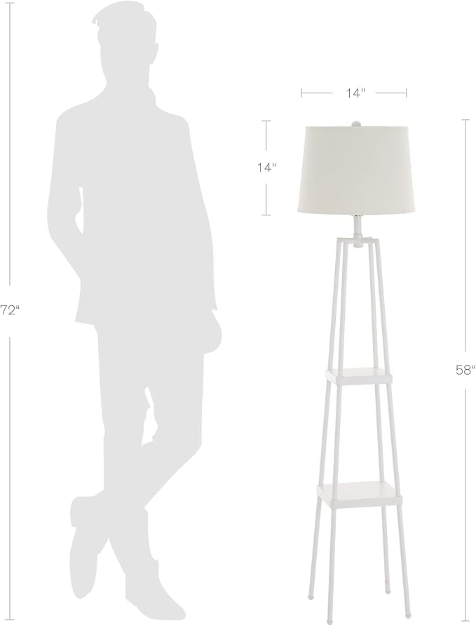 Catalina Lighting 19305-001 Modern Etagere Floor Lamp with Shelves, Standing Lamp, Living Room Light with Shelving, LED Bulb NOT Included, 58", White