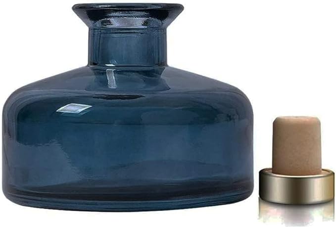 1PCS Glass Diffuser Bottle Aromatherapy Jar Container Fragrance Essential Oil Reed Diffusers Bottle for DIY Replacement Reed Diffuser Sticks Set Home Fragrance Accessories (Dark Blue)