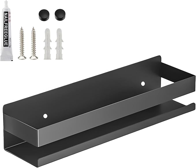 15.7inches Stainless Steel Wall Mounted Floating Shelves for Kitchen,Bathroom,Living Room Storage Shelf,Rust Protection, Easy to Clean