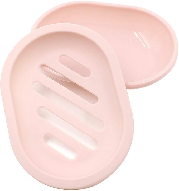 TOPSKY 2-Pack Soap Dish with Drain, Soap Holder, Soap Saver, Easy Cleaning, Dry, Stop Mushy Soap (Pink)