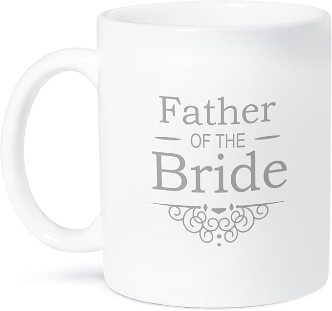 3dRose mug_151575_2 Father of The Bride in Silver-Wedding-Part of Matching Marriage Party Set-Grey Gray Swirls Ceramic Mug, 15-Ounce