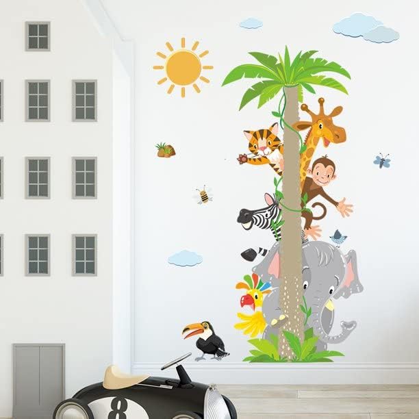 Fashion Kids Cartoon Animal Wall Sticker Set - Giraffe, Elephant, Monkey - Nursery and Bedroom DΓ©cor