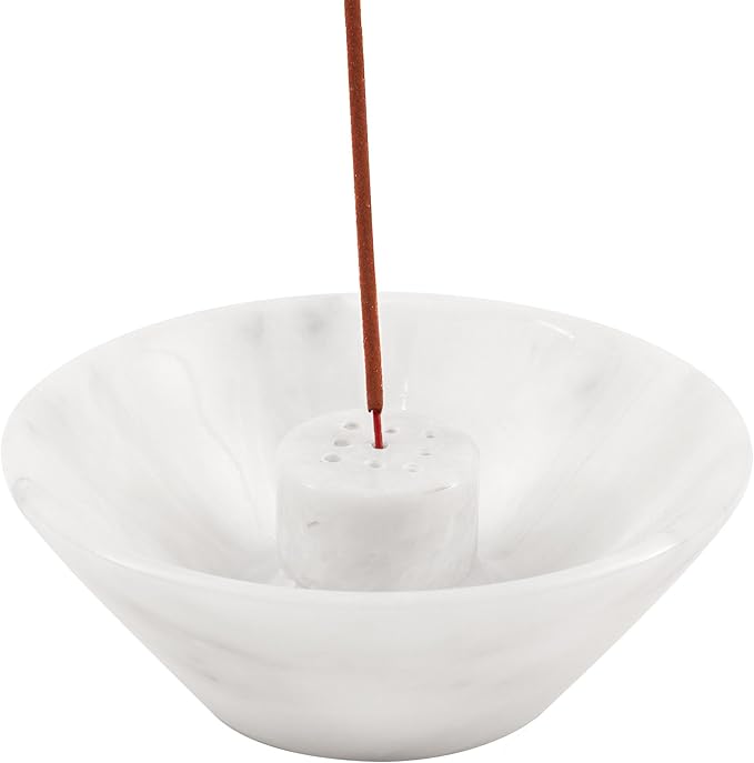 Radicaln Marble Incense Holder 5.5" Inches White Handmade Aesthetic Room Decor & Apartment Essential, Aromatherapy Holder for Incense Sticks, palo Santo Stick for Incense Burner
