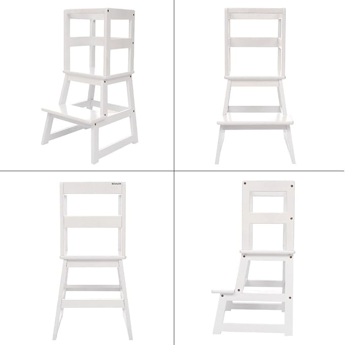 Kitchen Step Stool with Safety Rail and Anti-Slip Mats, Kids Step Stool Toddler Kitchen Stool for Children 18 Months and up