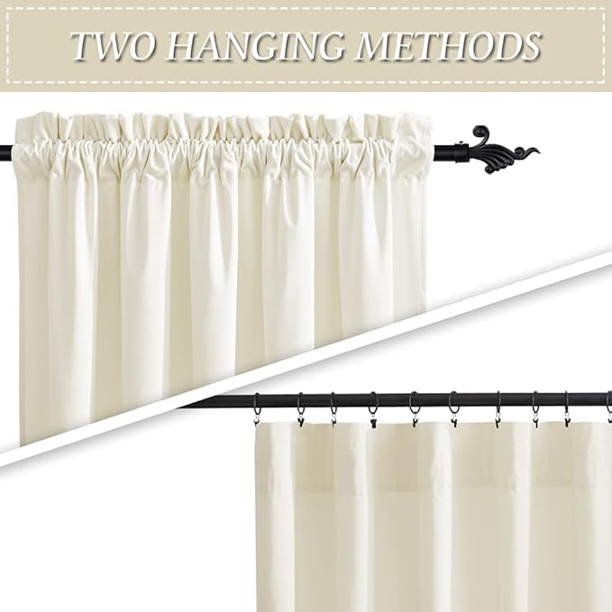 Floral Farmhouse Curtains Semi-Blackout Living Room Drapes 72 Inch Length Cotton Linen Blend Bohemian Window Curtain Panels White Bedroom Drapes, 1 Panel (Rod Pocket, 100" W x 72" L)