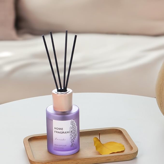 Reed Diffuser - Lavender 4.06oz (120ml) 1 Pack Essential Oil Reed Diffuser Set with 8 Sticks, Long Lasting Fragrance for Home, Bathroom, Bedroom, Room, Decor