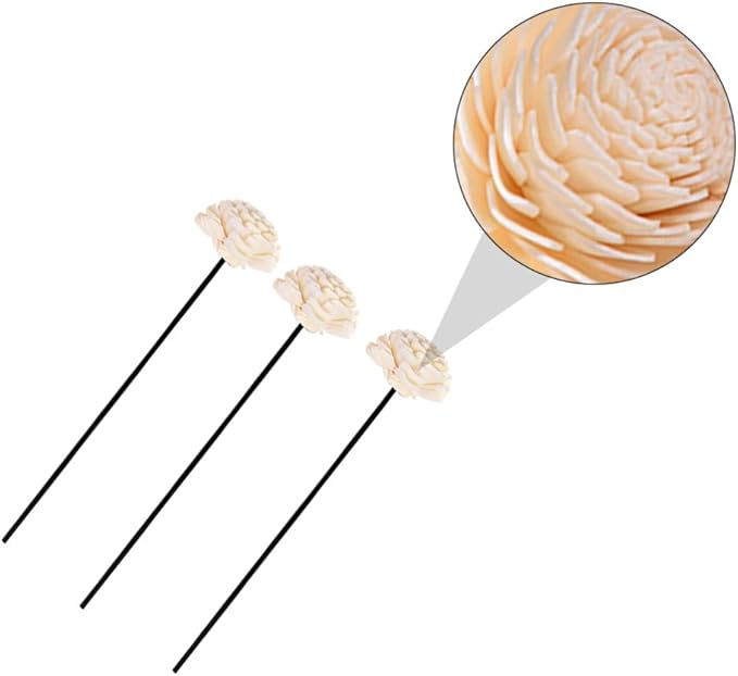 Amosfun 3Pcs Flower Rattan Reed Diffuser Sticks Essential Oil Aroma Diffuser Sticks Aroma Diffuser Sticks Replacement for Home Fragrance Aroma Oil (Black)