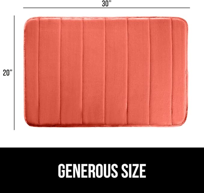 GORILLA GRIP Memory Foam Bath Mat, Soft Absorbent US Designed Bathroom Rug, Gripping Dots Machine Washable Bathmat, Cushioned Floor Mats, Shower Sink Rugs Room Décor Accessories, 30x20 Coral