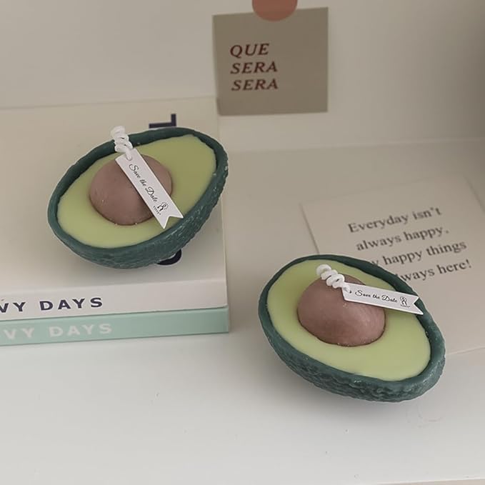 Cute Avocado Shaped Scented Candle Soy Wax Decorative Candle 2.8oz 6 Hours Lasting Candles Aromatherapy Candles (A Avocado,3.3''*2.3''Pillar)