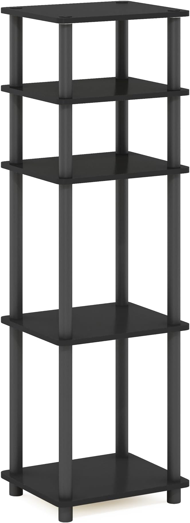Furinno Just 3-Tier Turn-N-Tube End Table / Side Table / Night Stand / Bedside Table with Plastic Poles, 2-Pack, Americano/Black