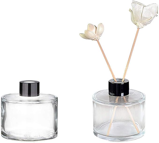 2Pcs 50ml/1.7oz Transparen Empty Glass Diffuser Bottle Clear Refillable Aromatherapy Jar Container Vase Pot Fragrance Accessories for DIY Replacement Reed Diffuser Sets