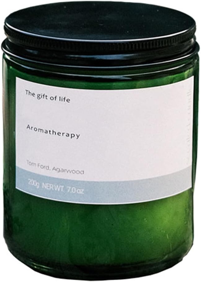 Agarwood Scented Candle Glass in Jar,480G Perfume Floral Long Burning Soy Wax Aesthetic Aroma Candle for Wedding Anniversaries Birthday Holiday Home Decor,Prefect Gift for Meditation Stress (Green)