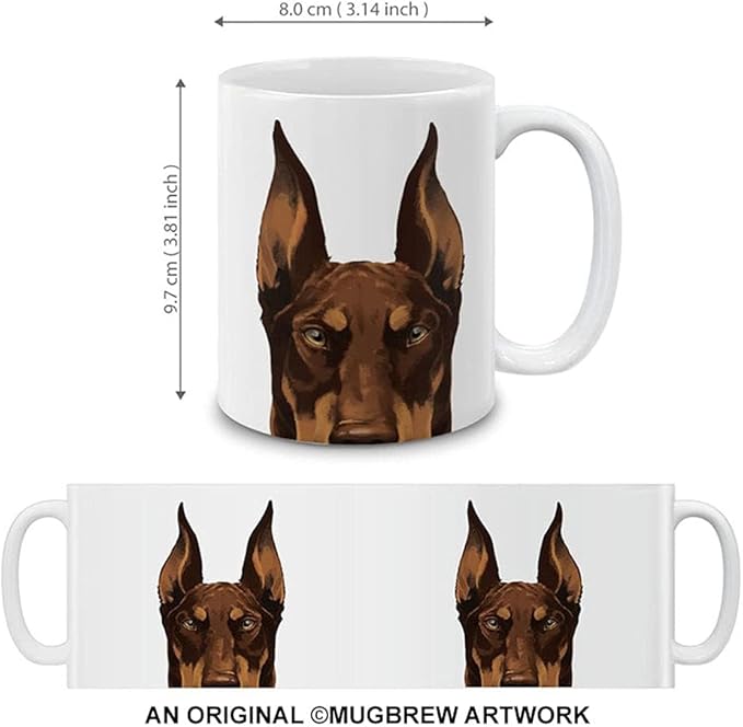 MUGBREW Red Chocolate Doberman Pinscher Dog Ceramic Coffee Mug Tea Cup, 11 OZ