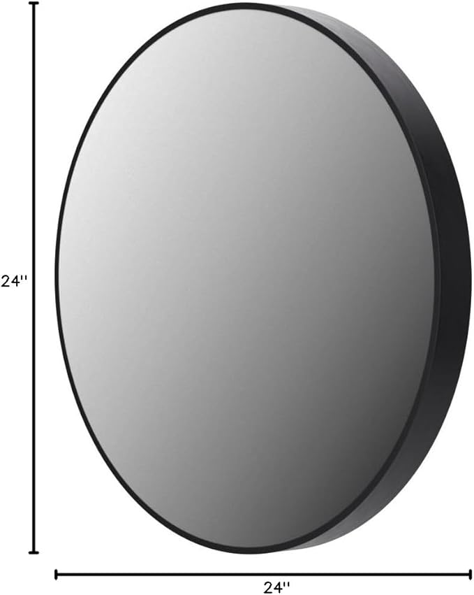 Smartxchoices Pack of 2 Black Round Mirrors 24 Inch, Metal Frame Wall Mounted Circle Mirrors, Vanity Mirror Wall Bathroom Décor, Washrooms, Living Rooms, Entryway