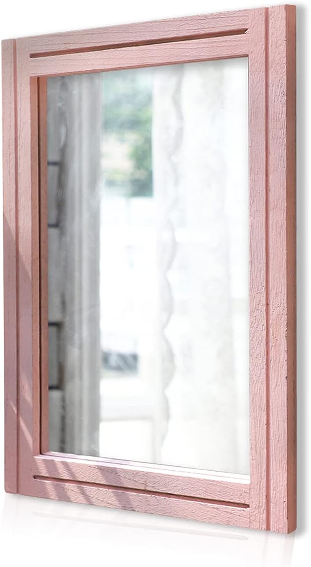 AAZZKANG Rectangle Mirror with Wood Framed Modern Farmhouse Hanging Wall Mirrors Decor for Bedroom Bathroom Living Room Home Entryway Large 26"x18"