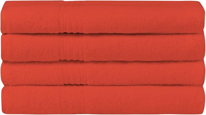 HOMELOVER 4 Piece Luxury Bath Towel Set - 100% Organic Cotton, 500 GSM, Hotel Quality, Highly Absorbent, Soft & Quick Drying Bathroom Towels for Showering, Washing & Guests (Coral Orange)