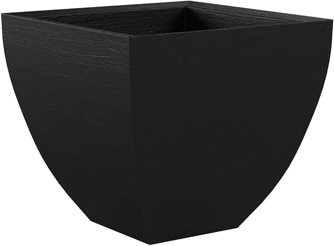 Tusco Products MSQ16BK Modern Square Garden Planter, 16-Inch, Black