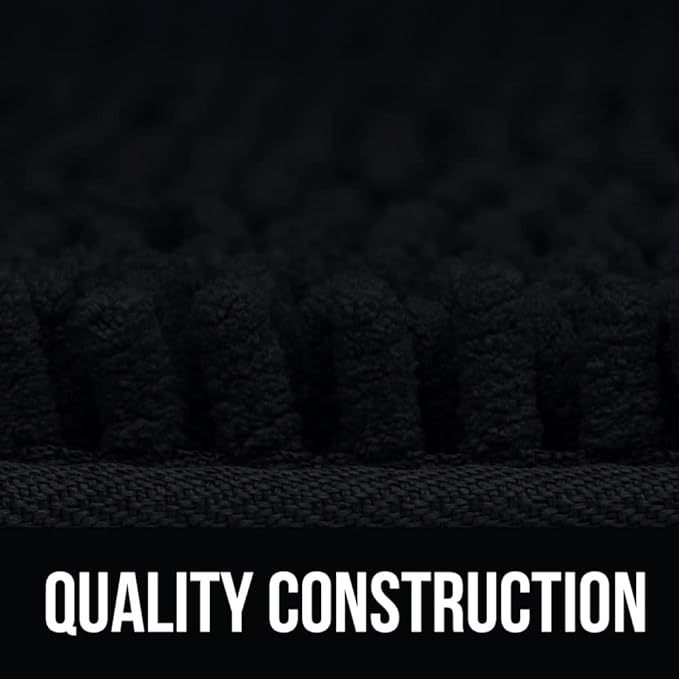 KANGAROO Bathroom Rugs, Chenille Soft Absorbent Bath Rug, Shaggy Shower Mat, Quick Dry Machine Wash Bathmat, Plush Carpet Mats for Tub, Bathtub and Room Home Decor Accessories, 24x17, Black