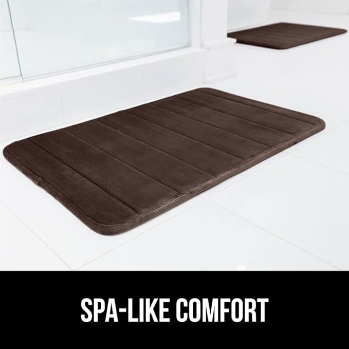 GORILLA GRIP Memory Foam Bath Mat, Soft Absorbent US Designed Bathroom Rug, Gripping Dots Machine Washable Bathmat, Cushioned Floor Mats, Shower Sink Rugs Room Décor Accessories, 24x17 Brown