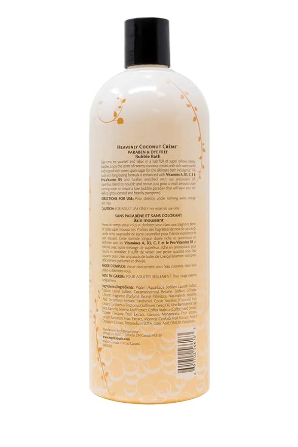 Vitabath Heavenly Coconut Crème Bubble Bath Rich Foaming Bubbly Soak & Relaxing Aromatherapy Moisturizing & Nourishing Indulgent Suds for Women & Men All Skin Types - 33.8 fl oz