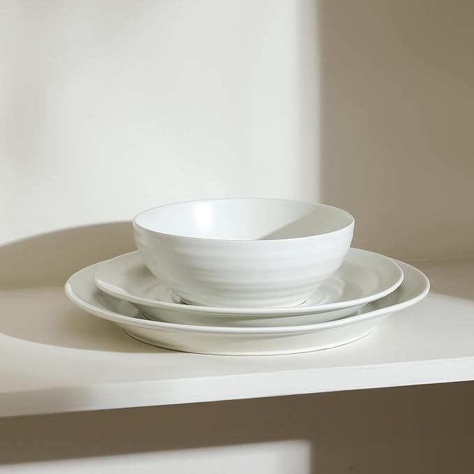 Stone Lain Orbit 4-Piece Dinner Plate Set Stoneware, White