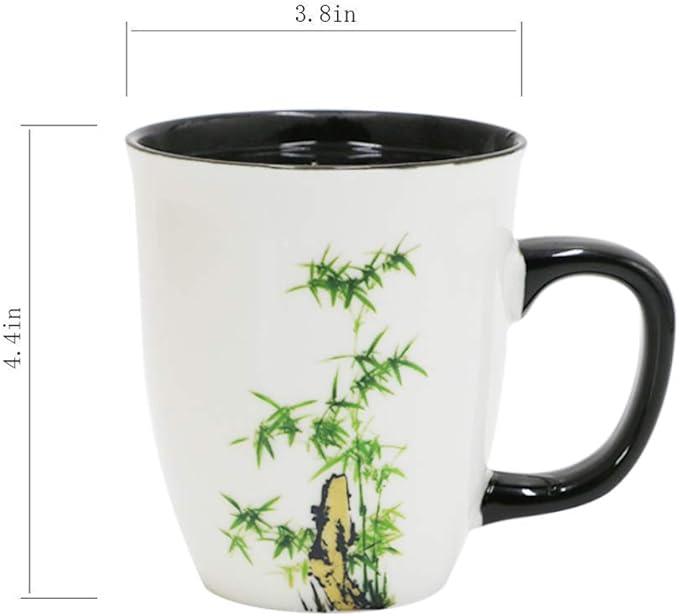 Funny Ceramic Magic Heat Color Changing Coffee Mug with Bamboo Printing for Women Personalized White Green Tea Cup Large Mugs for Mom,Girl, Grandma and man 16 oz