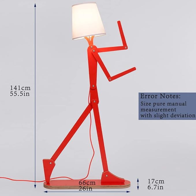 Cool Tall Floor Lamp for Bedroom & Living Room - Unique Corner Decorative Reading Wood Standing Light Creative Swing Arm Design for Farmhouse Dorn Gift Idea - Oran Orange Bulb Included