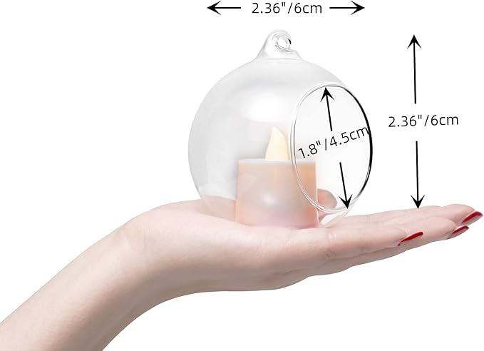 Hanging Glass Candle Holder, Globe Glass Tea Light Holder, Hanging Glass Vase, Flower Plants Terrarium, Glass Orbs Container, Micro Landscape DIY for Home, Office, Wedding (2.36" 24Pcs)